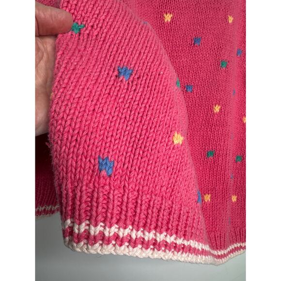 Vintage 80s SKYR Tree Knit Sweater Ramie Cotton Confetti Cottagecore Medium - Picture 11 of 16